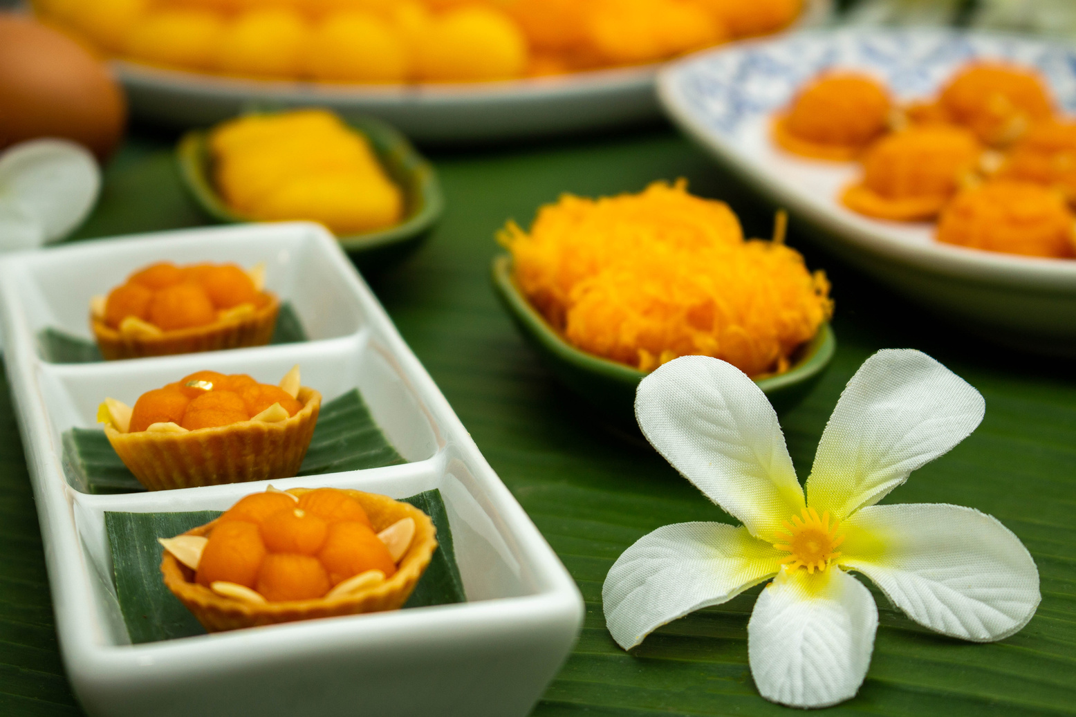 Thai traditional dessert concept, Assorted Thai dessert serv